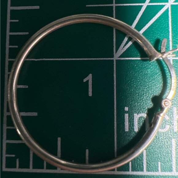 Unisex Sterling Silver 925 Hoop Earrings 1.4" 36mm Marked SU925IN Snap Closure - Picture 4 of 5